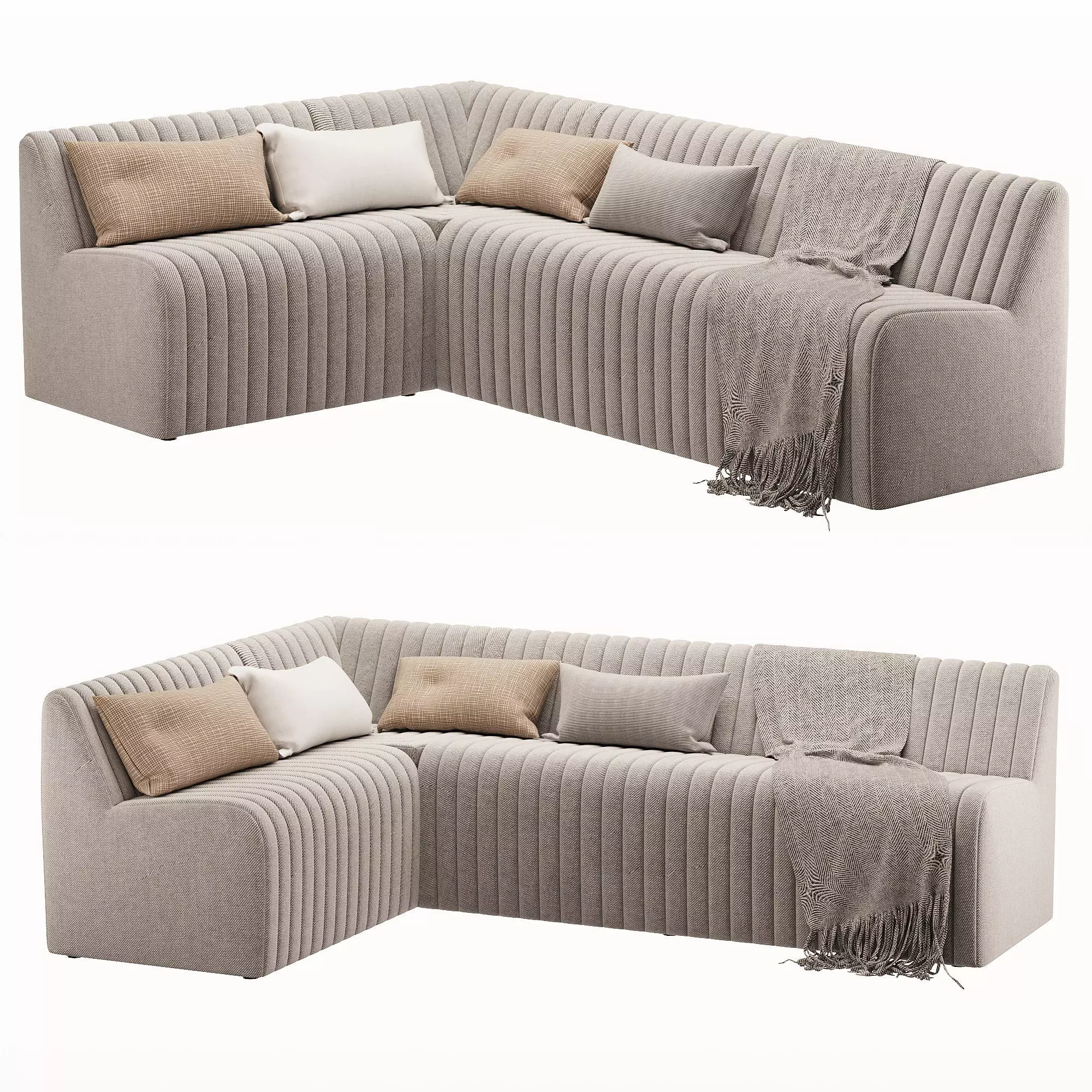 Augustine Dining Banquette L Shape Orly Natural 3D model_0