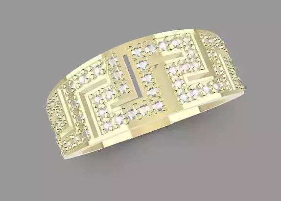 Greek key ring with diamonds 3D print model