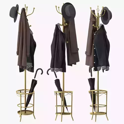 Coat Rack with 12 Hooks 3D model