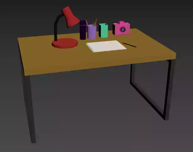 Low Poly Hypercasual Study Table Set