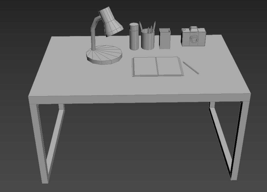 Low Poly Hypercasual Study Table Set Free 3D model_1