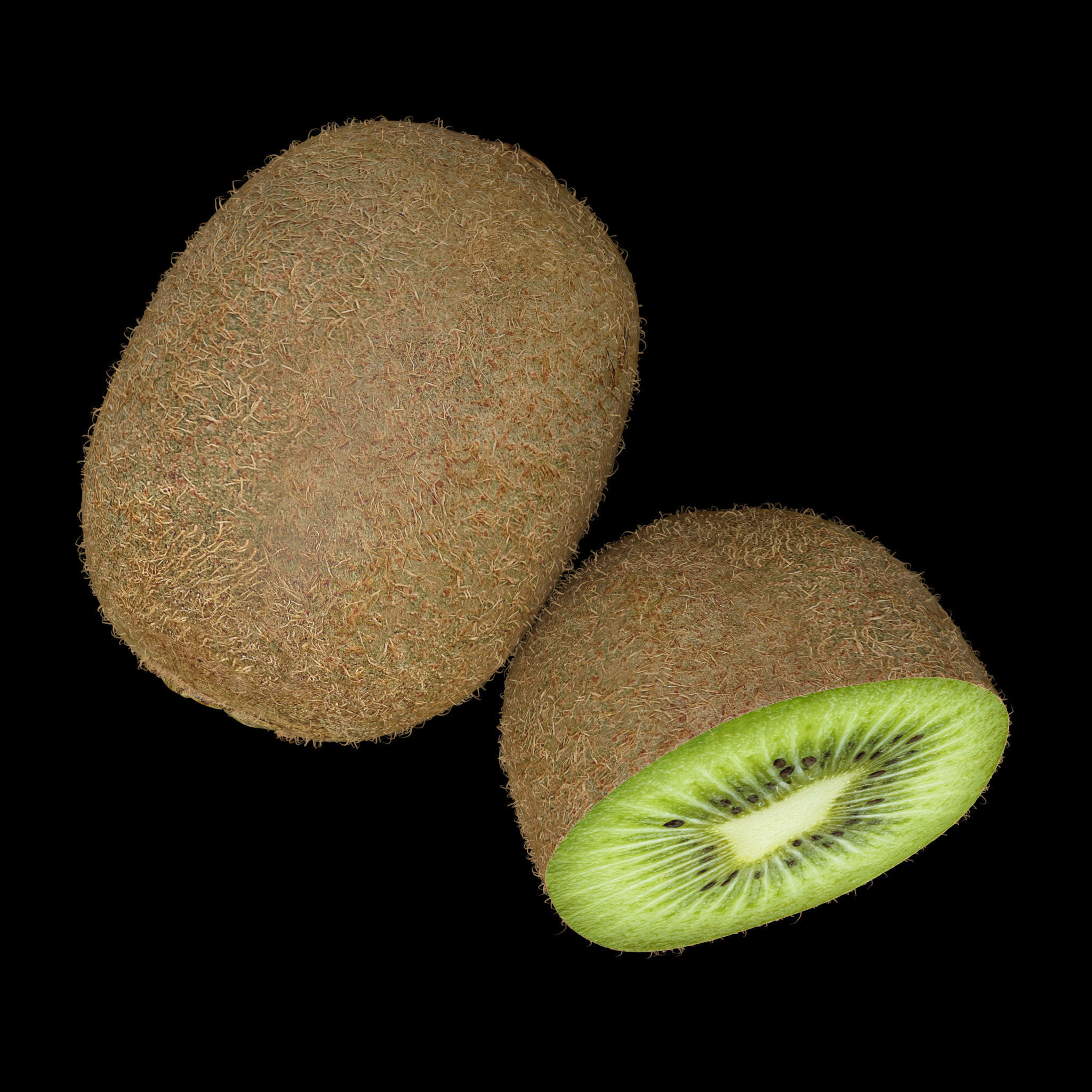 Kiwi Fruit Whole And Cut 3D model_8