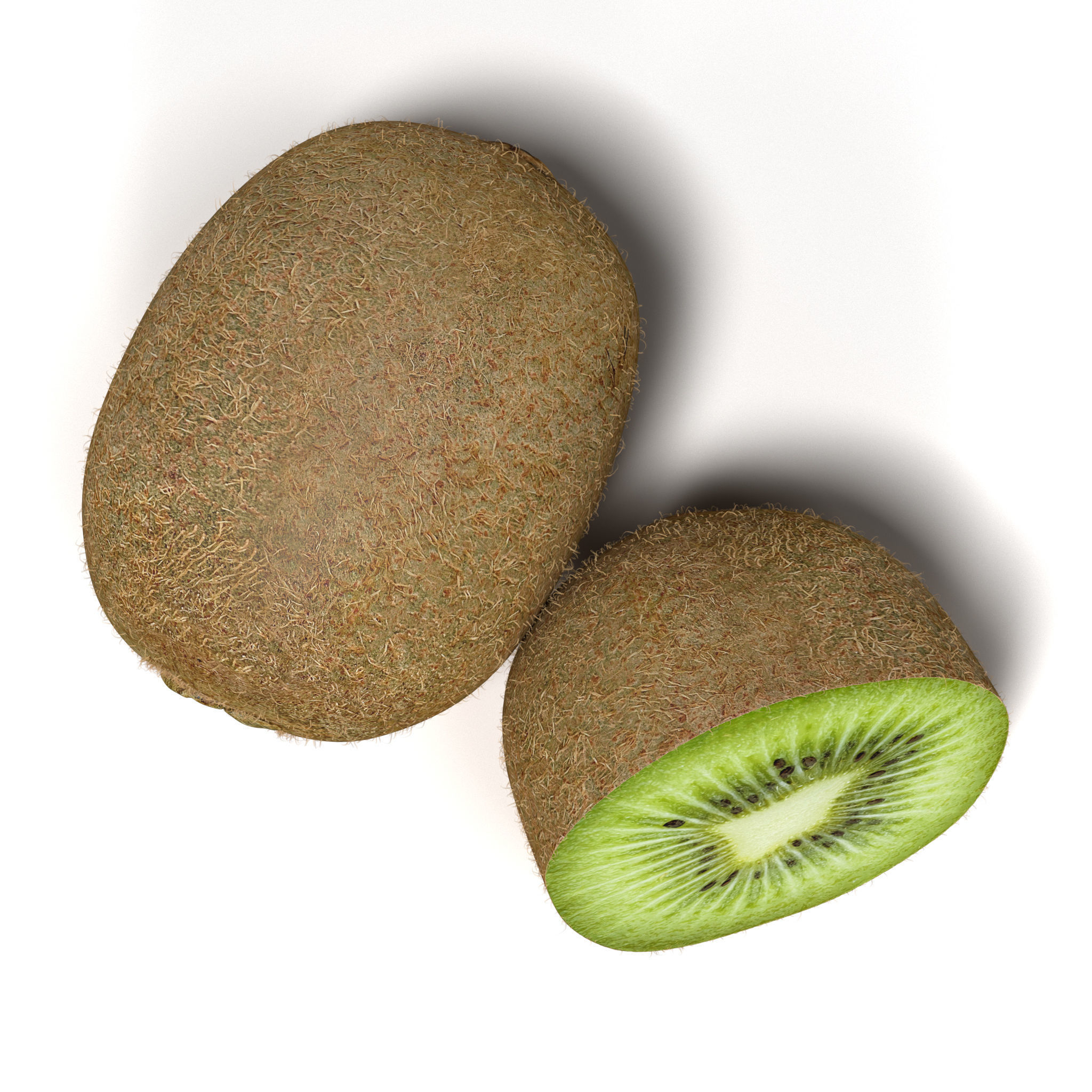 Kiwi Fruit Whole And Cut 3D model_7