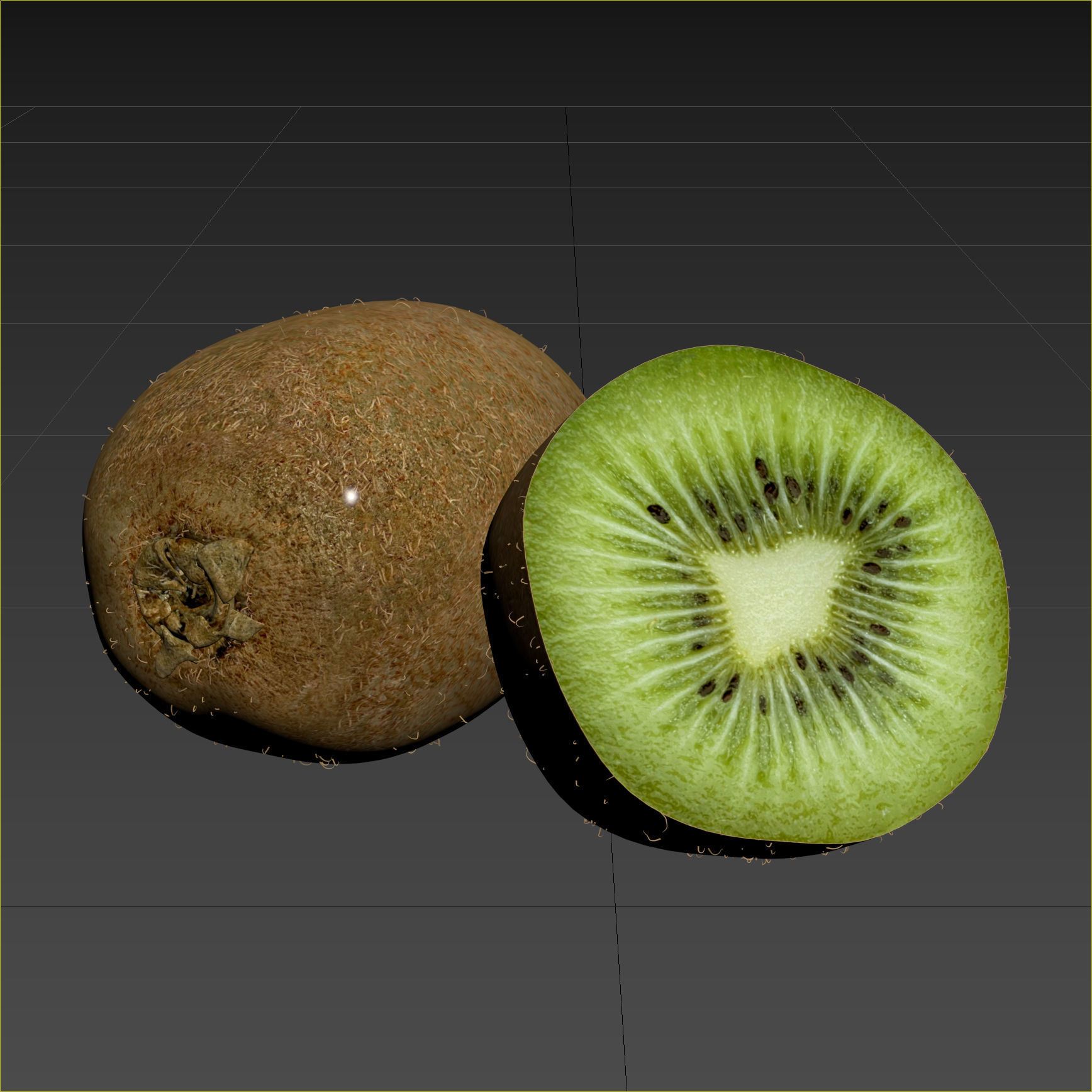 Kiwi Fruit Whole And Cut 3D model_12