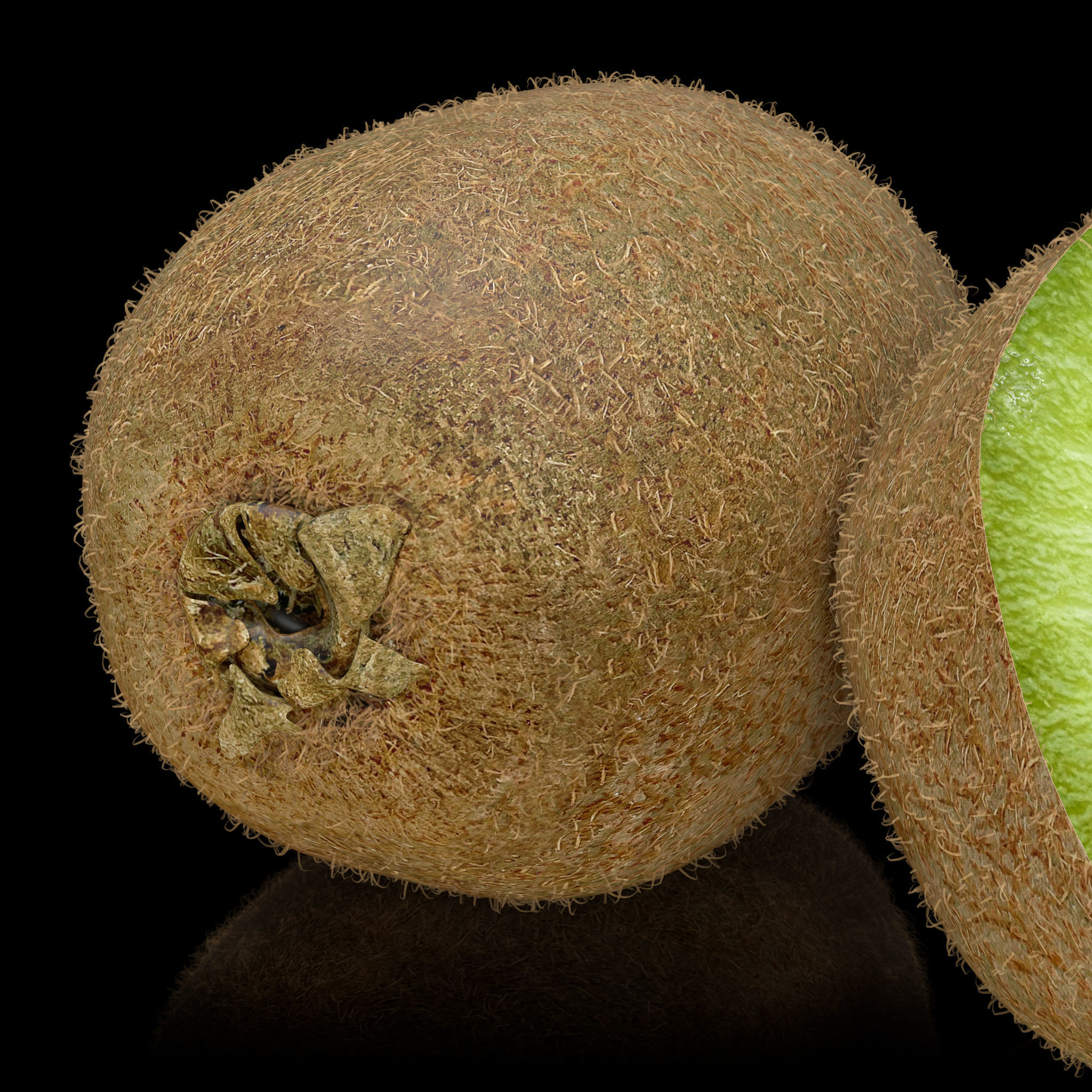Kiwi Fruit Whole And Cut 3D model_4