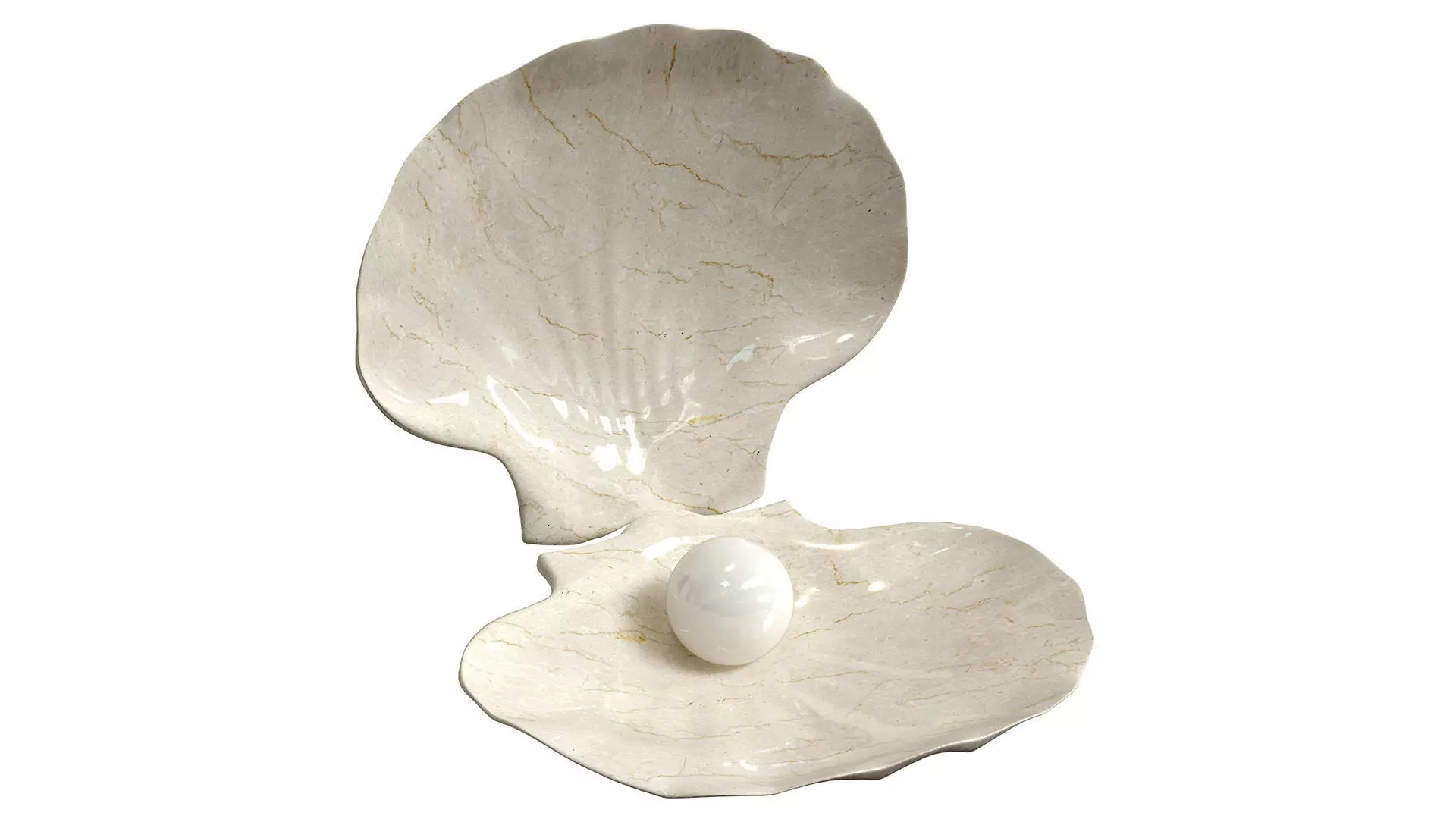 Ceramic decor sea shell with pearl 3D model_0