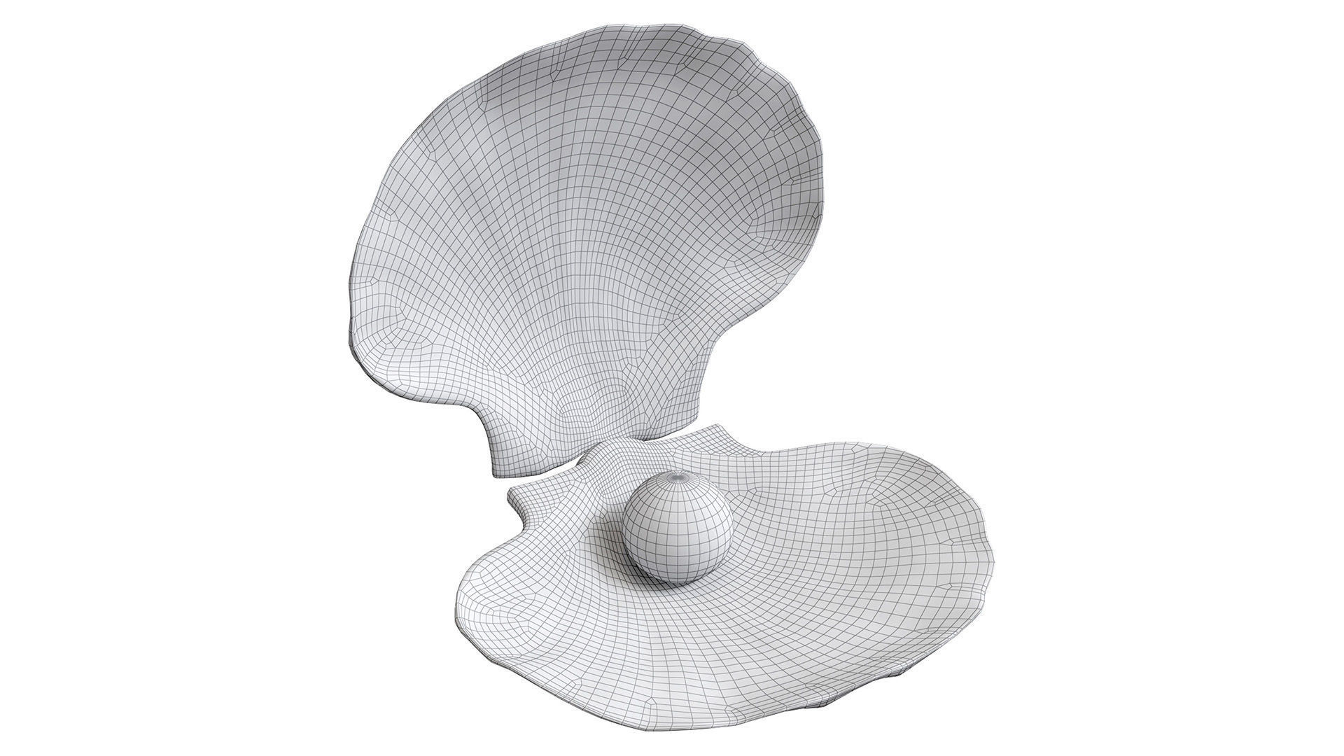 Ceramic decor sea shell with pearl 3D model_8