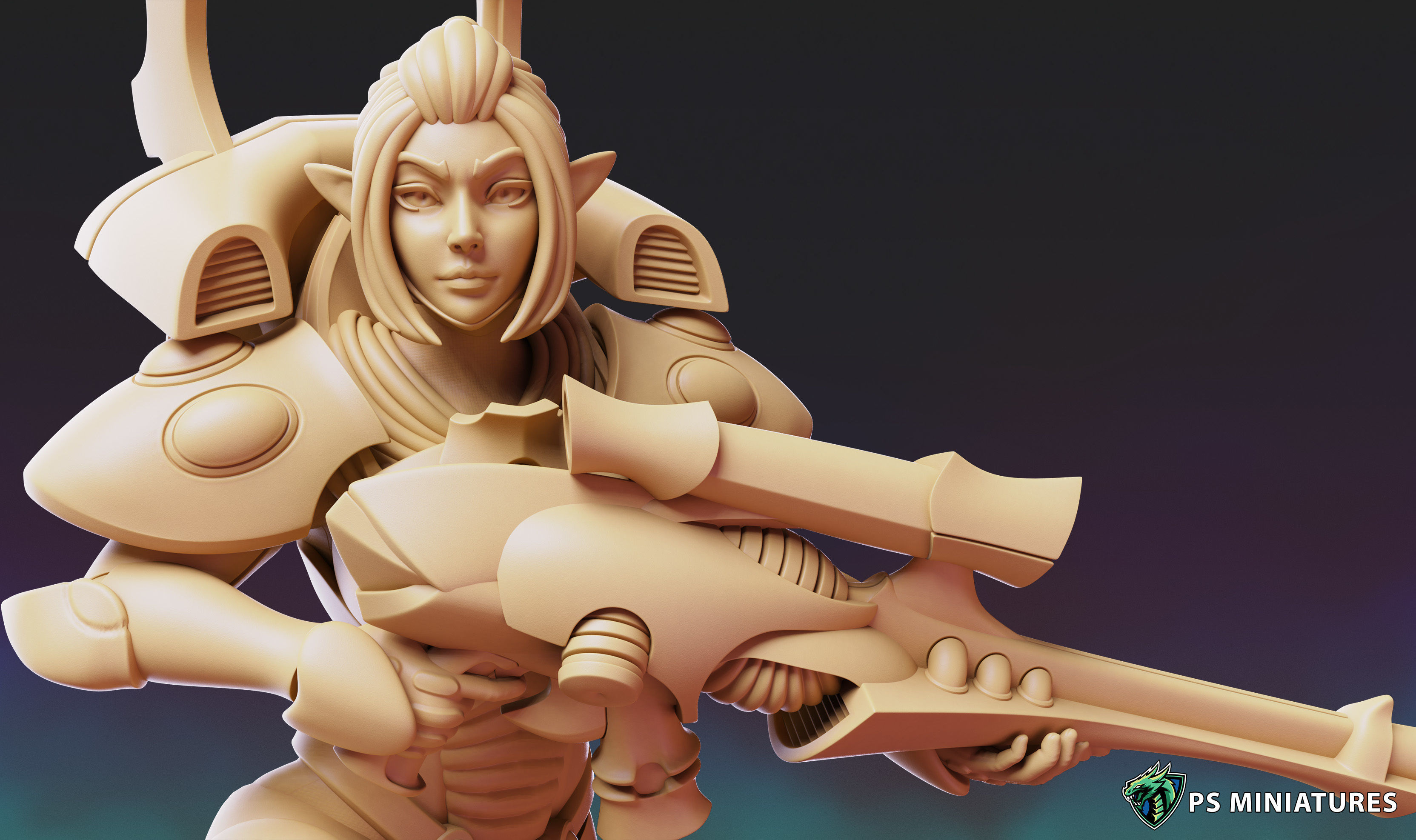 Space Elf Vanquisher Female Bundle 3D print model_29