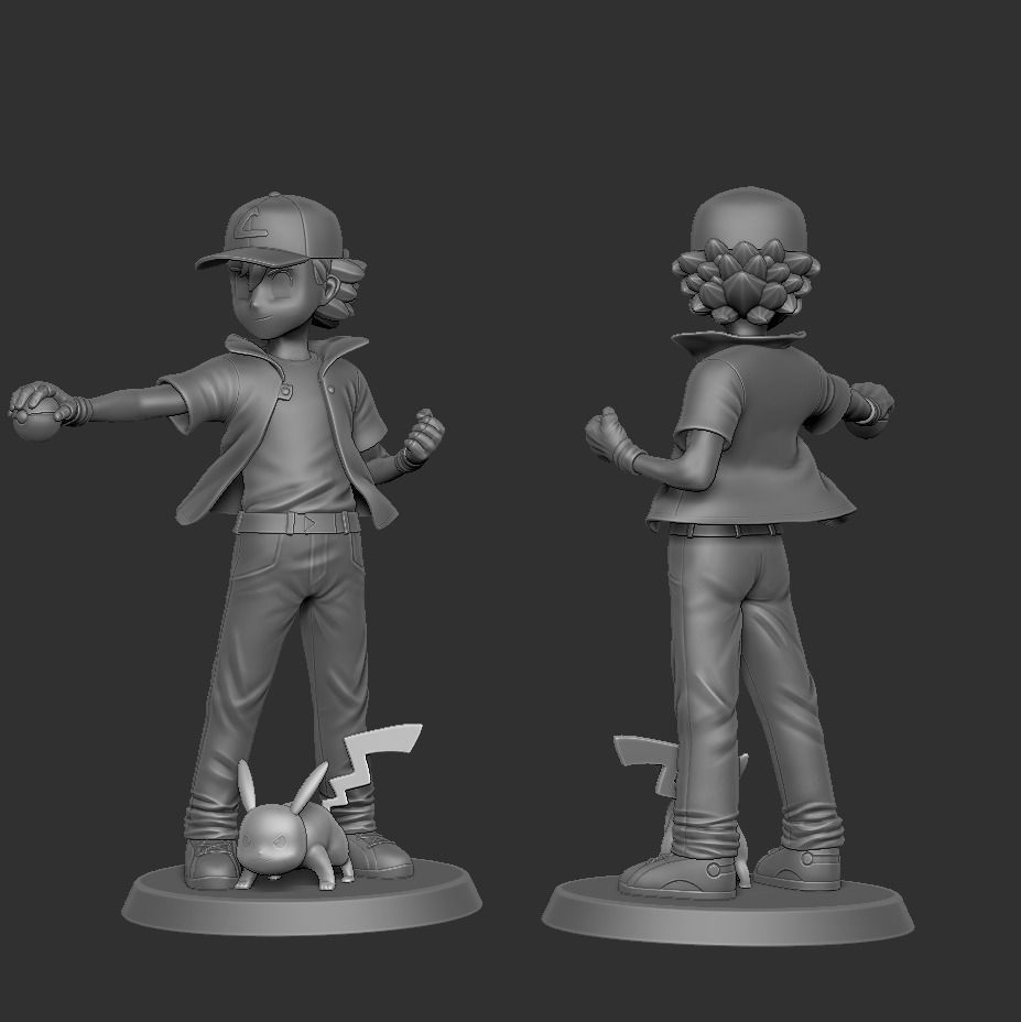 Ash and Pikachu 3D print model_2