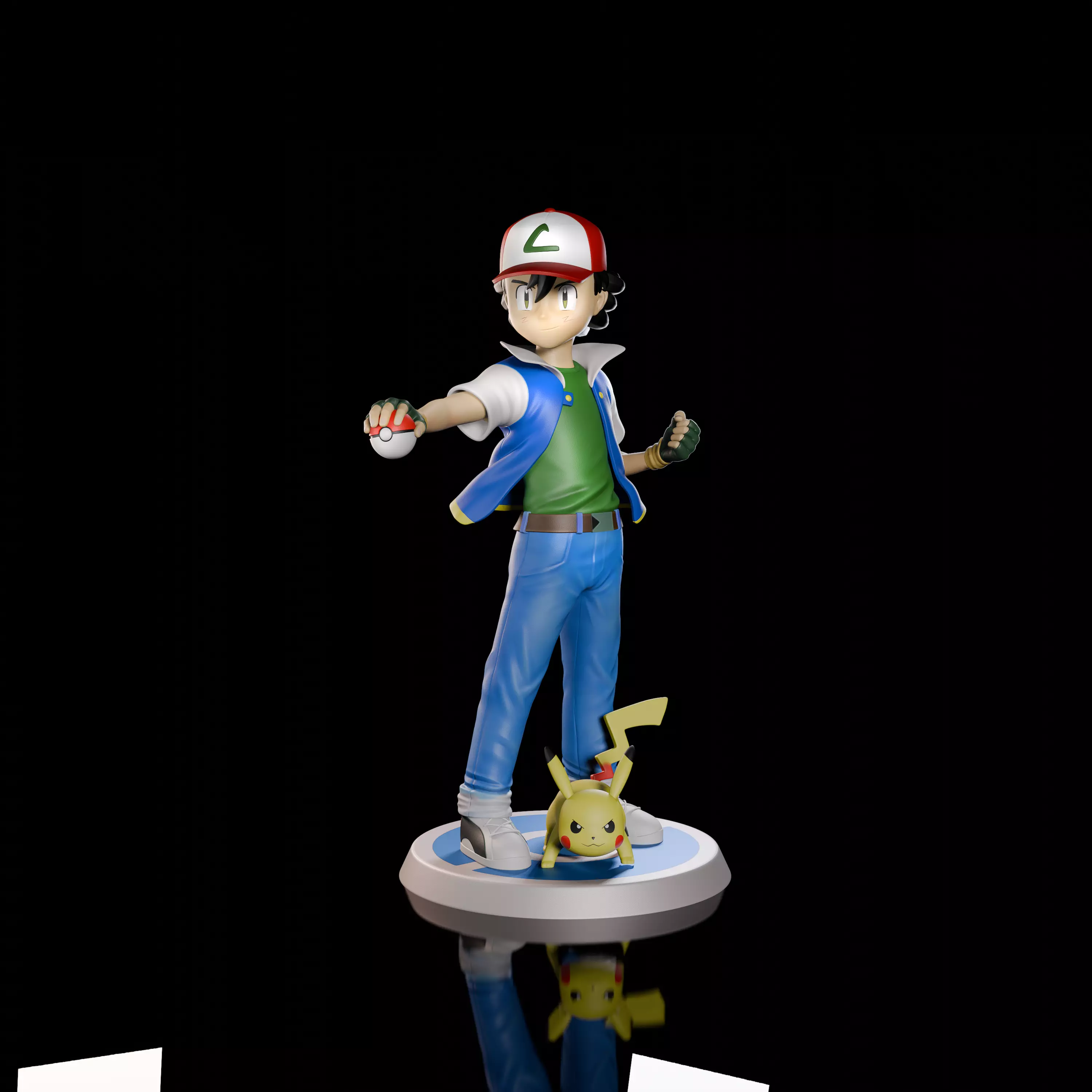 Ash and Pikachu 3D print model_0