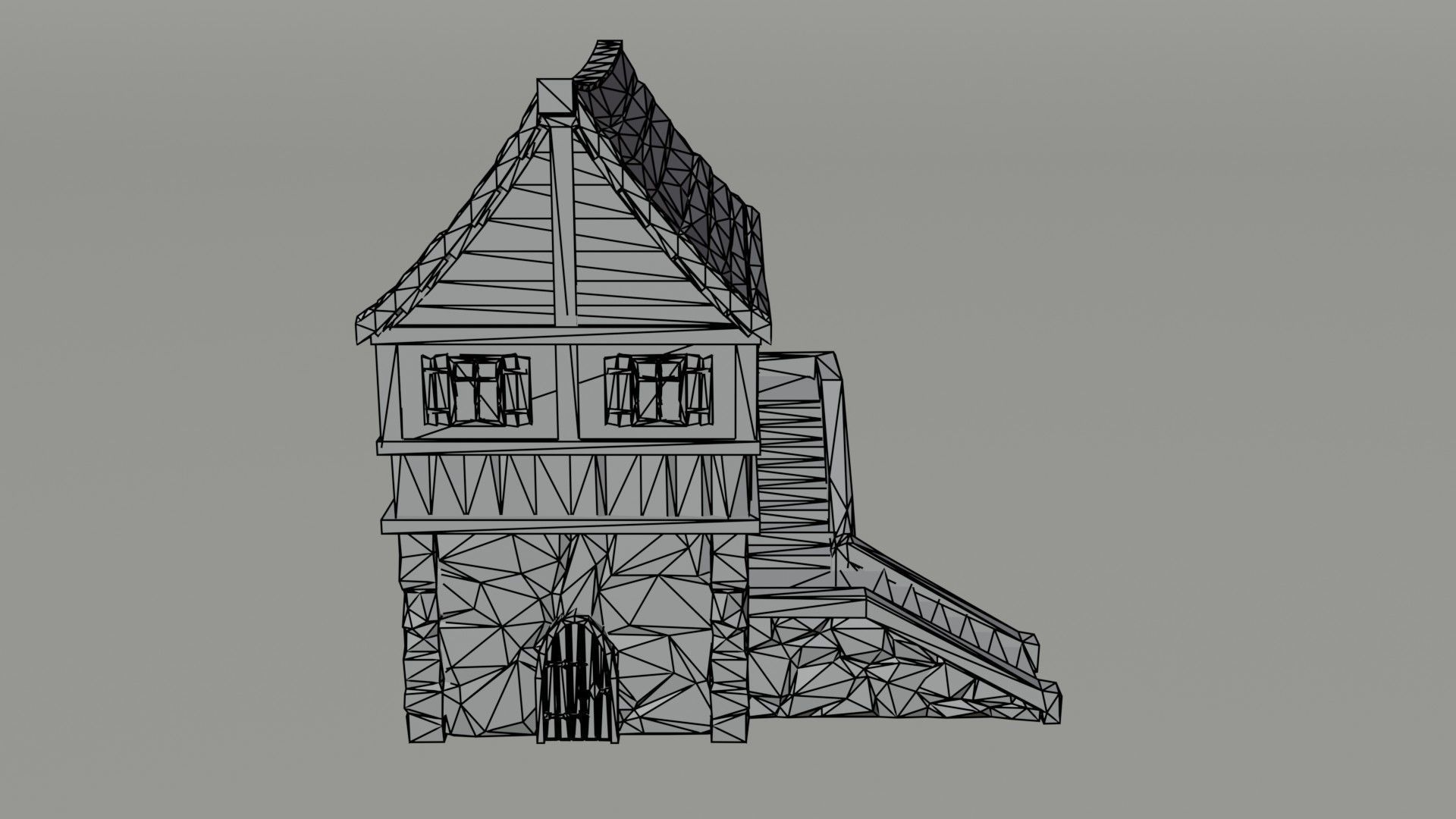 Cartoon medieval house 2 Polygonal Style Low-poly 3D model_6