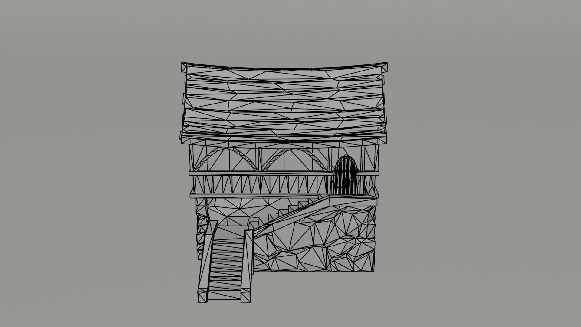 Cartoon medieval house 2 Polygonal Style Low-poly 3D model_9