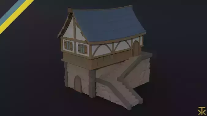 Cartoon medieval house 2 Polygonal Style