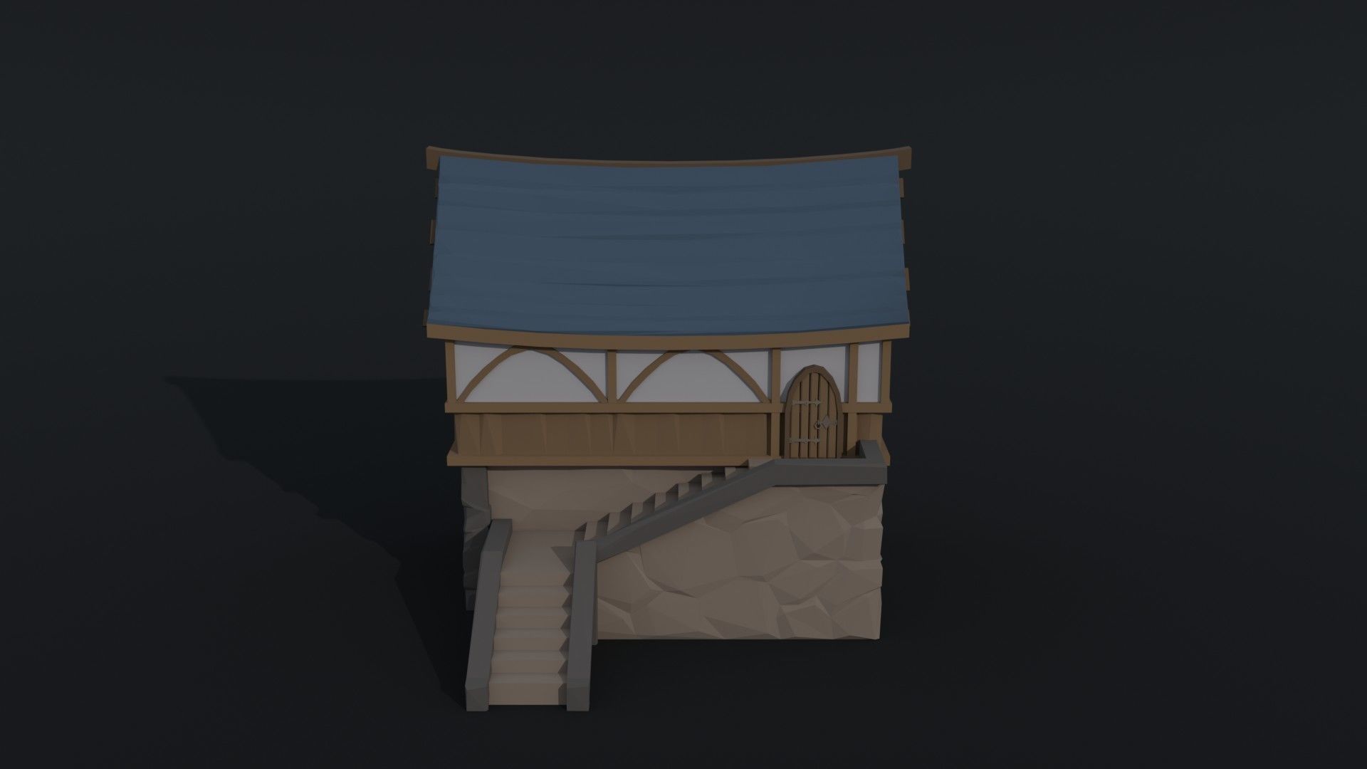 Cartoon medieval house 2 Polygonal Style Low-poly 3D model_5