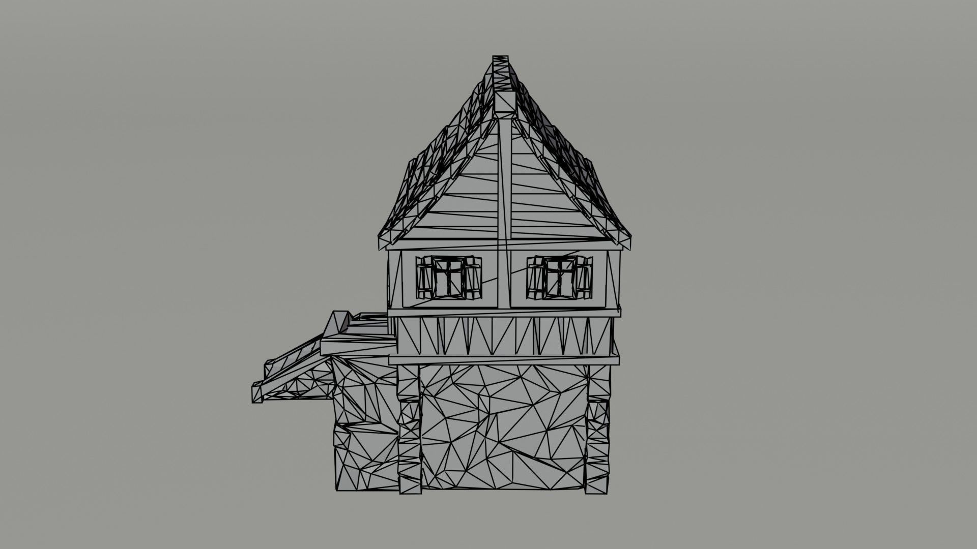 Cartoon medieval house 2 Polygonal Style Low-poly 3D model_8