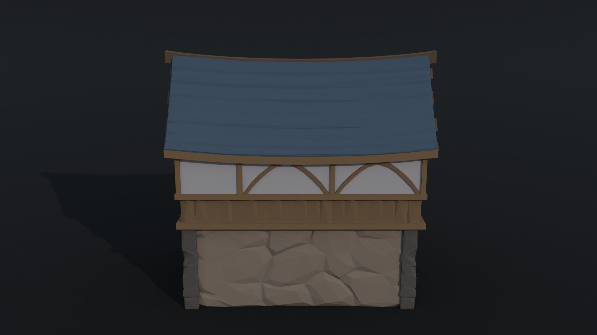 Cartoon medieval house 2 Polygonal Style Low-poly 3D model_3