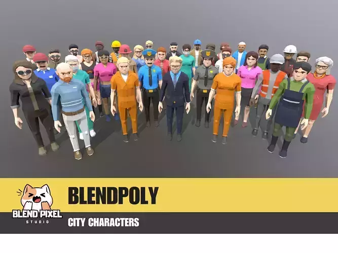 BlendPoly City Characters - Low Poly Assets