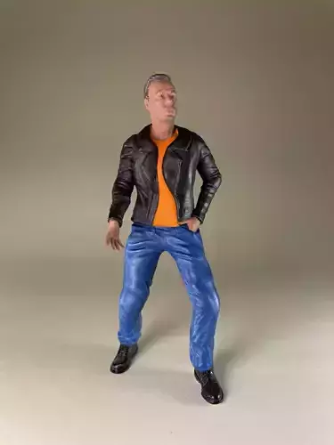 Angry Hells Angels motorcyclist guy High Poly 3D print model