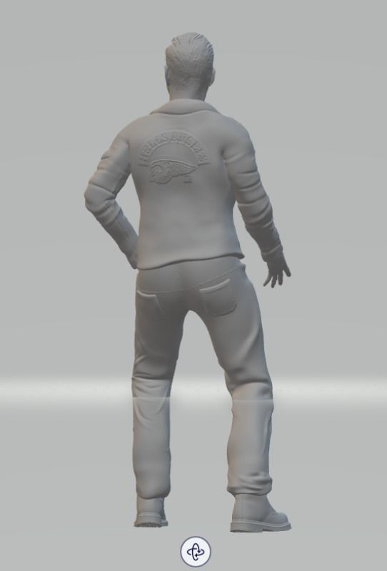 Angry Hells Angels motorcyclist guy High Poly 3D print model_5