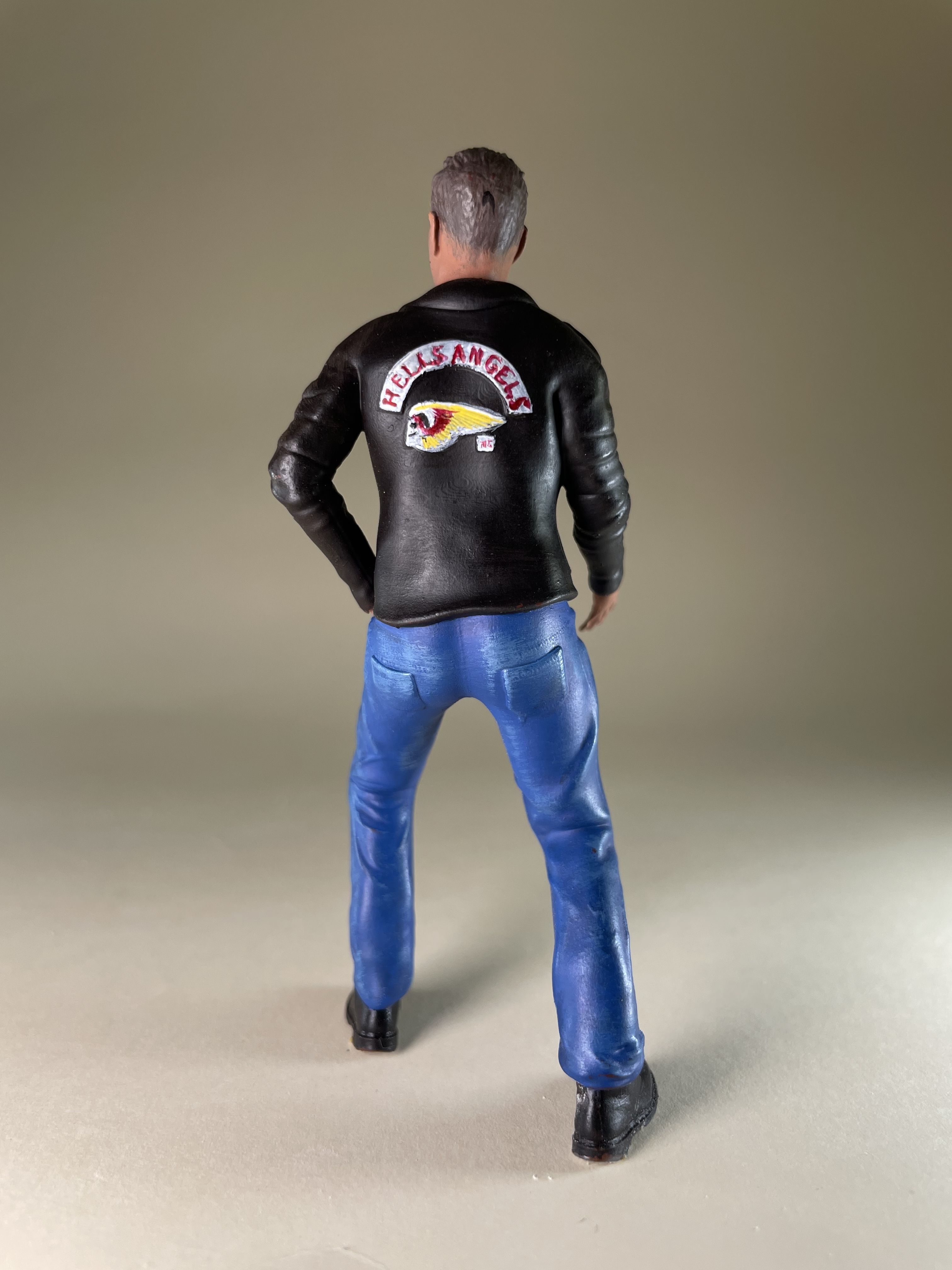 Angry Hells Angels motorcyclist guy High Poly 3D print model_9