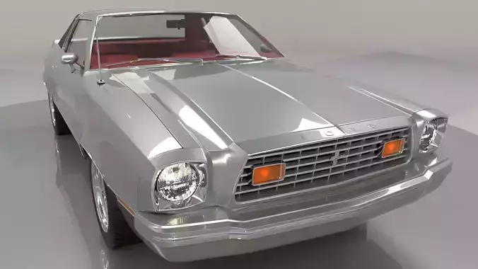 Mustang Ghia 1976 High Poly and Low Poly