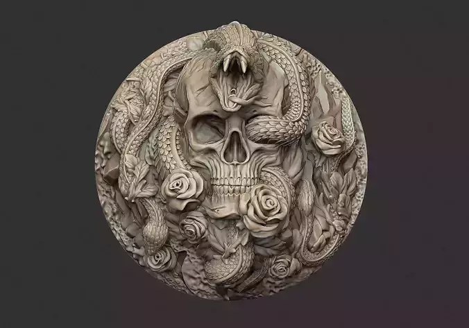 Snake medal2 or serpent mamba anaconda venum python poison demon 3D print model