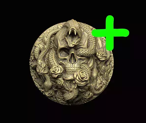Snake medal2 coiled masterpiece modernart engraving skullart