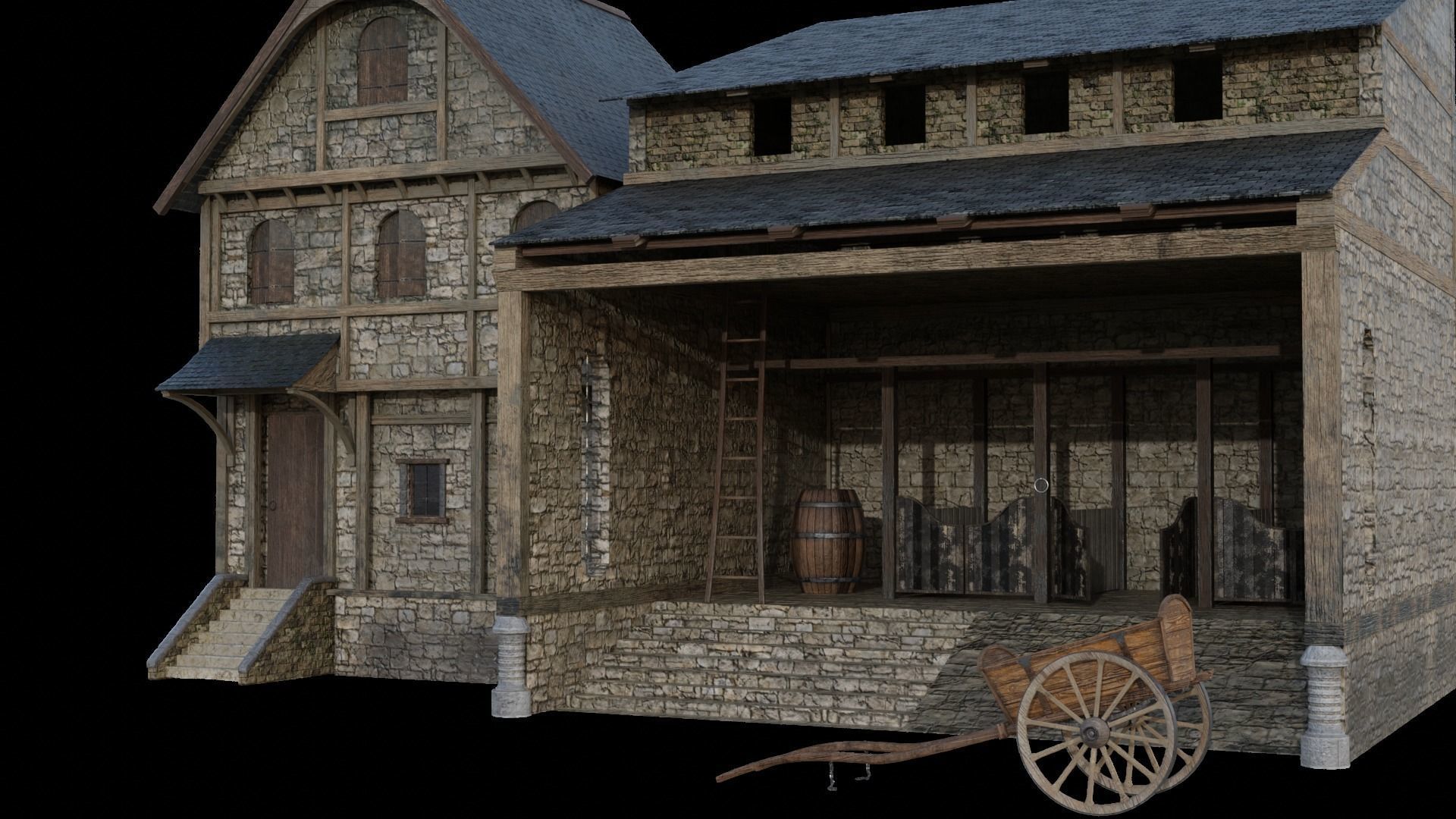 Medieval house  3D model_1