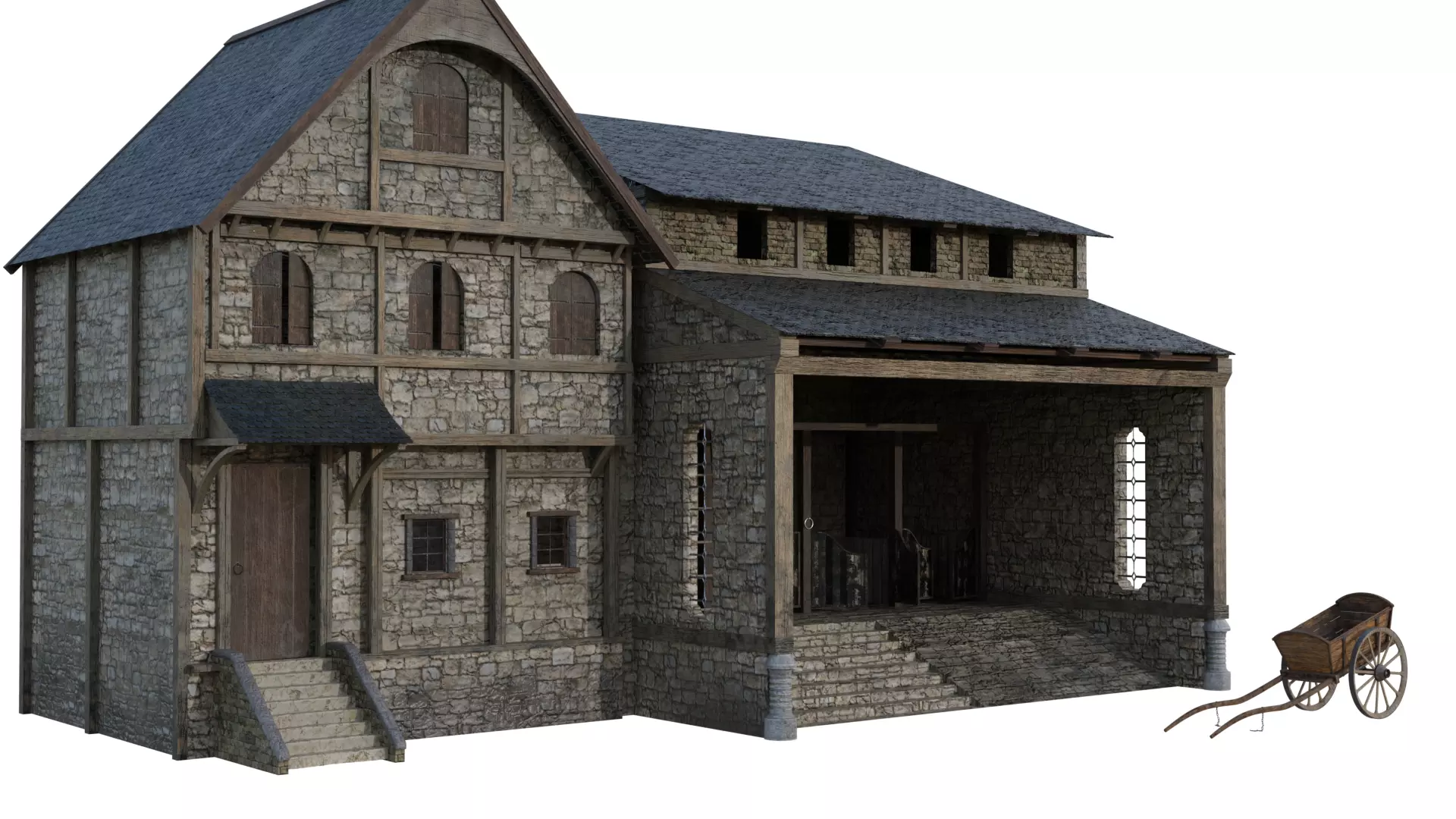 Medieval house  3D model_0