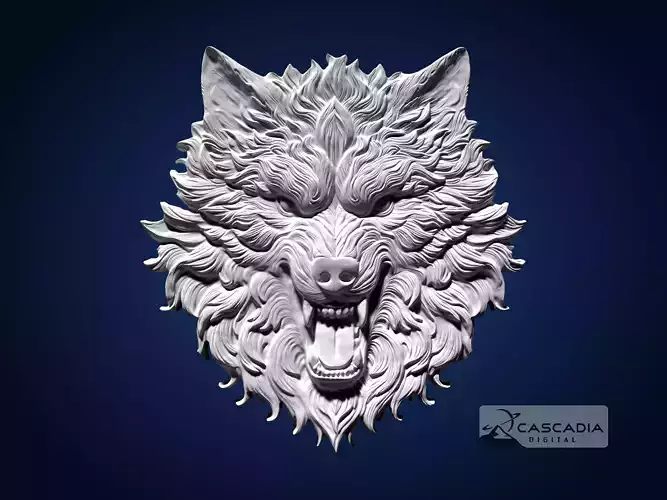 Wolf Head CNC Router Carving Casting Bas Relief animal wildlife 3D print model