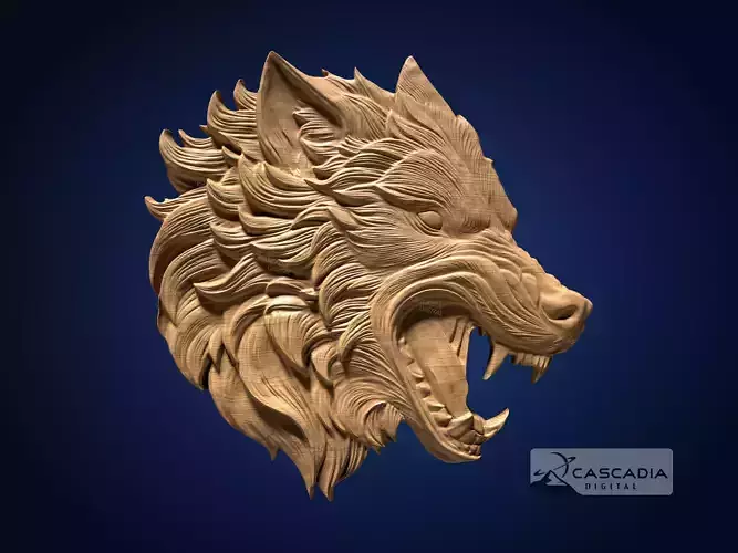 Wolf Head - CNC Router Carving Casting animal wildlife