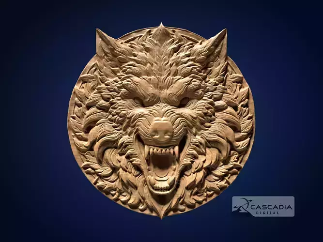 Wolf Head Fierce Round - CNC Router Carving Casting animal