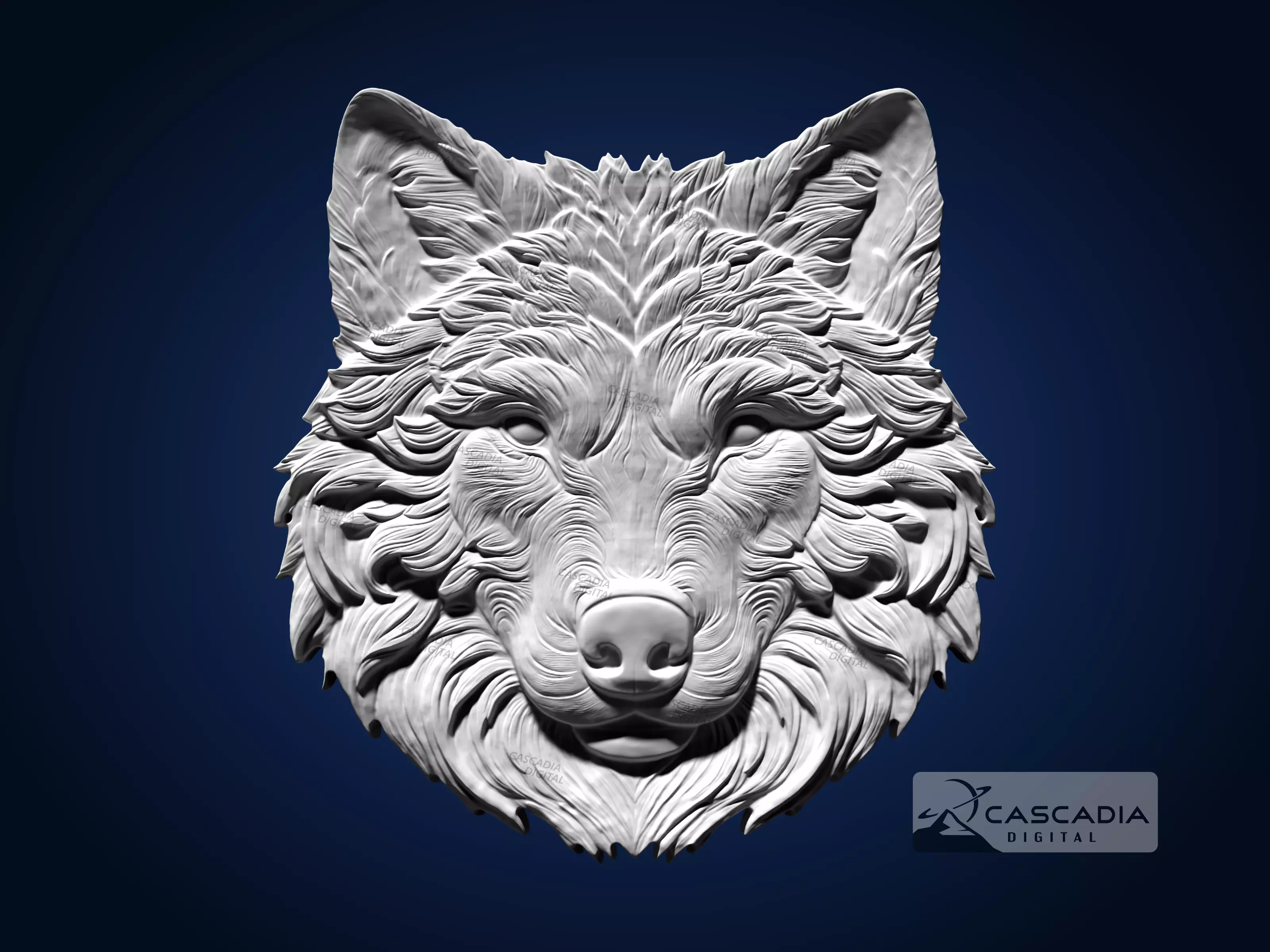 Wolf Head - CNC Router Carving Casting animal wildlife 3D print model_1