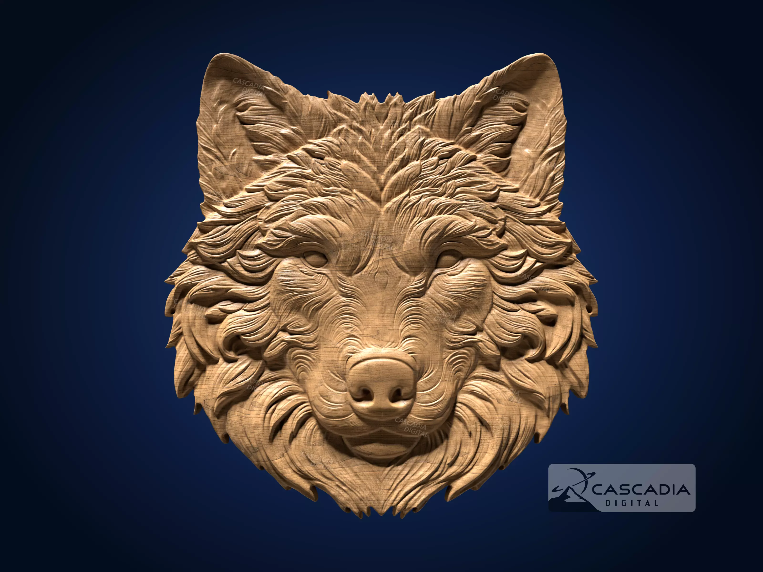 Wolf Head - CNC Router Carving Casting animal wildlife 3D print model_0