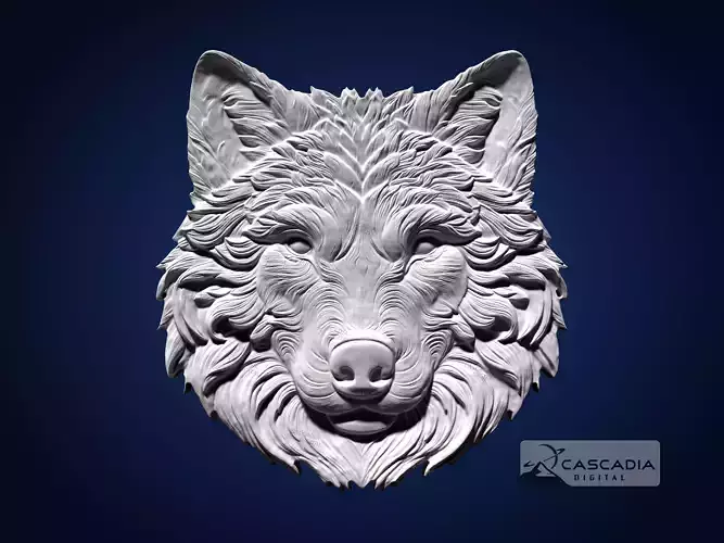 Wolf Head CNC Router Carving Casting Bas Relief animal wildlife 3D print model