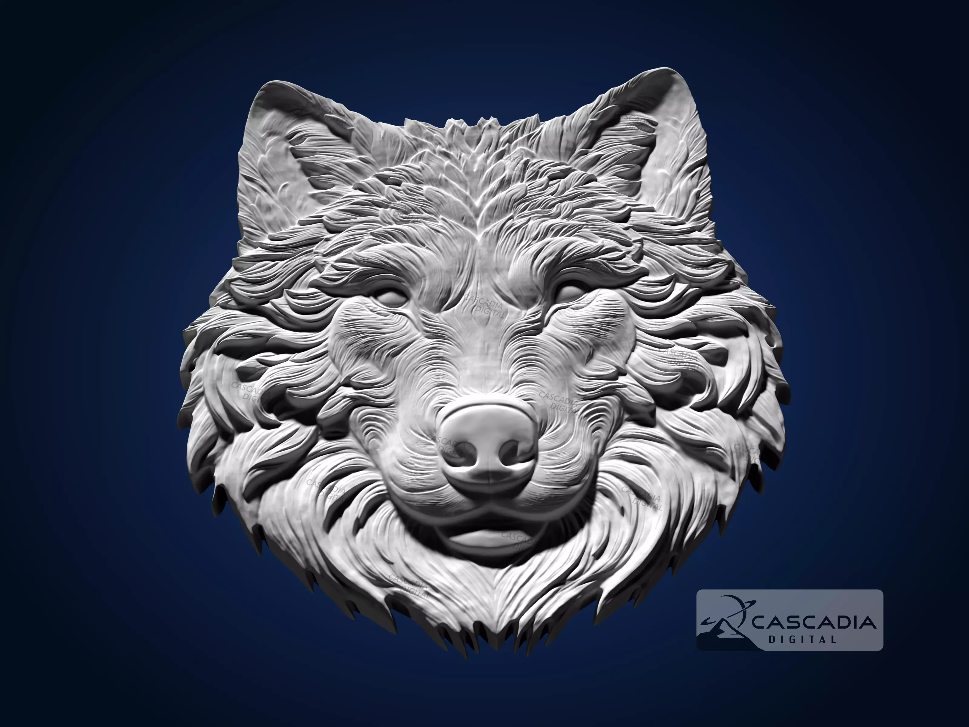 Wolf Head - CNC Router Carving Casting animal wildlife 3D print model_2