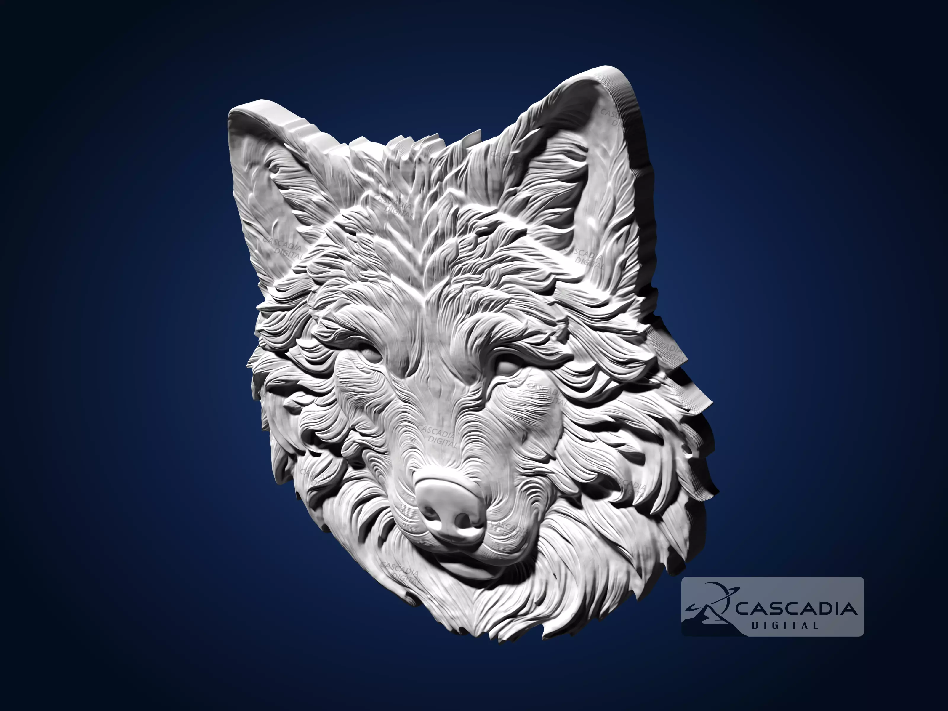 Wolf Head - CNC Router Carving Casting animal wildlife 3D print model_4