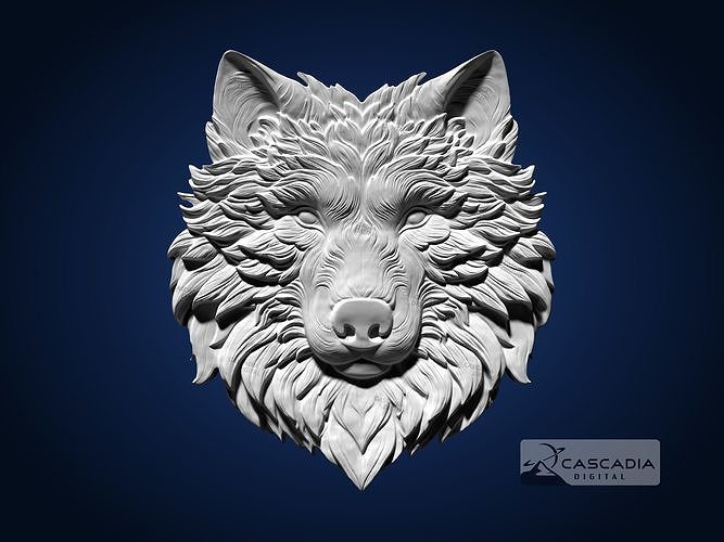 Wolf Head CNC Router Carving Casting Bas Relief animal wildlife 3D print model