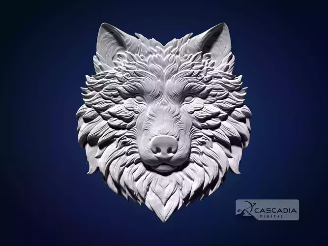 Wolf Head CNC Router Carving Casting Bas Relief animal wildlife 3D print model
