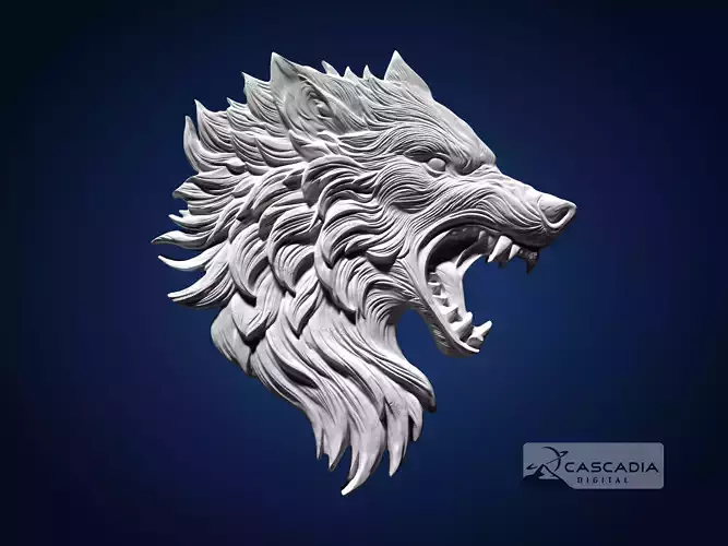 Wolf Head CNC Router Carving Casting Bas Relief animal wildlife 3D print model