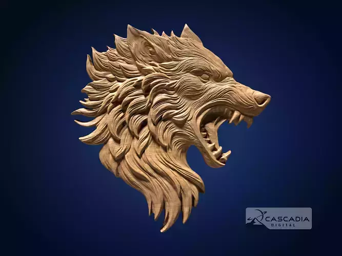 Wolf Head Fierce - CNC Router Carving Casting animal wildlife