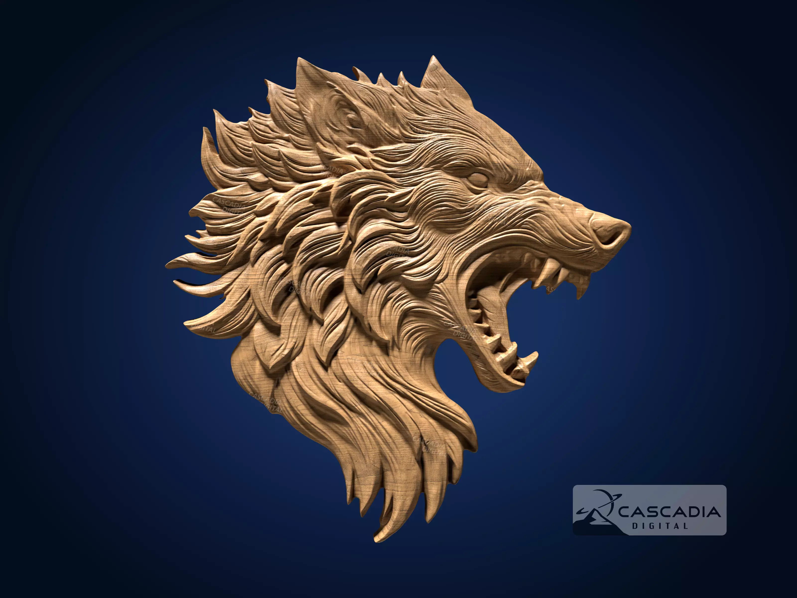 Wolf Head Fierce - CNC Router Carving Casting animal wildlife 3D print model_0