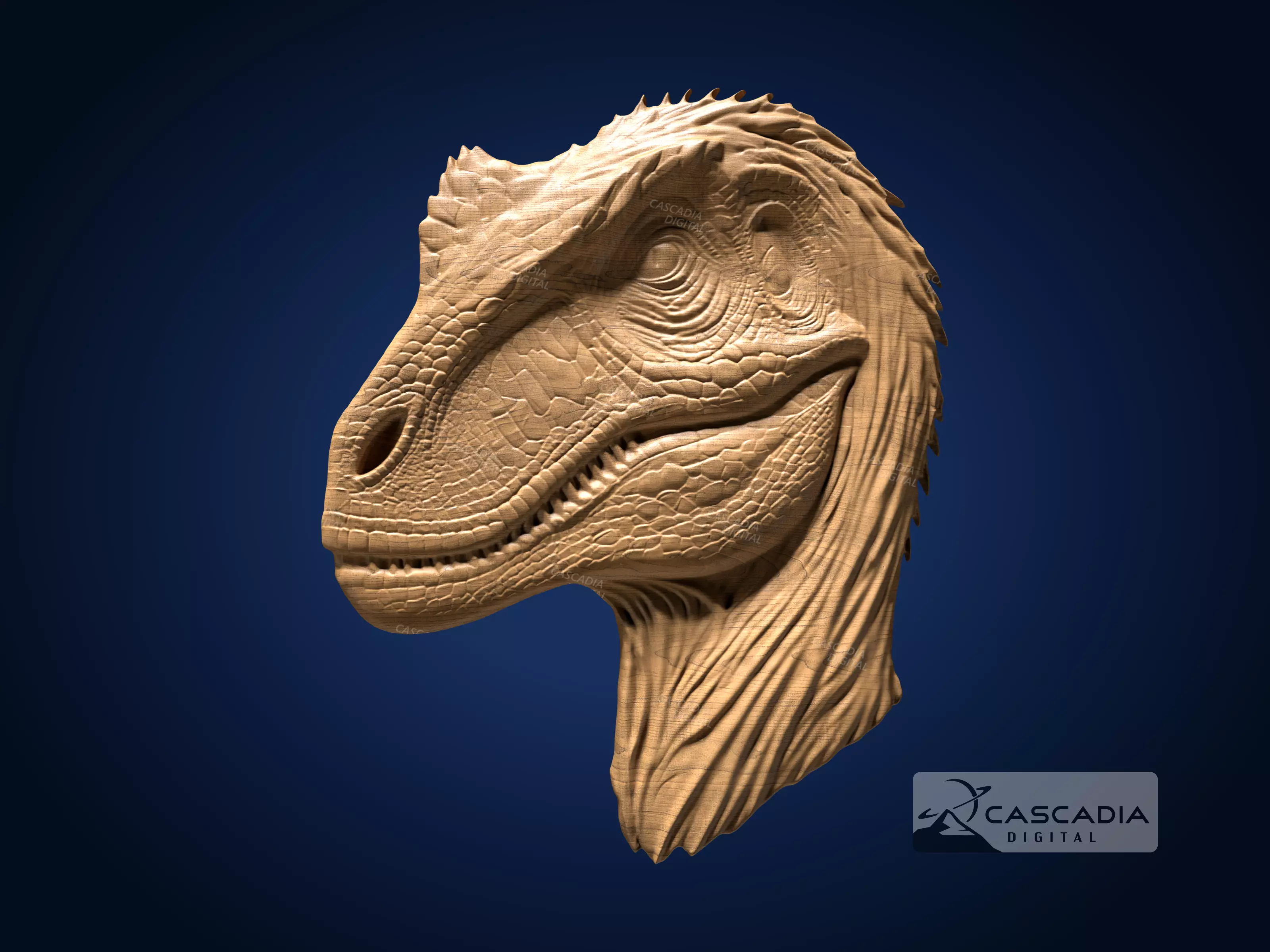 Raptor - CNC Router Carving Casting dinosaur dino 3D print model_0