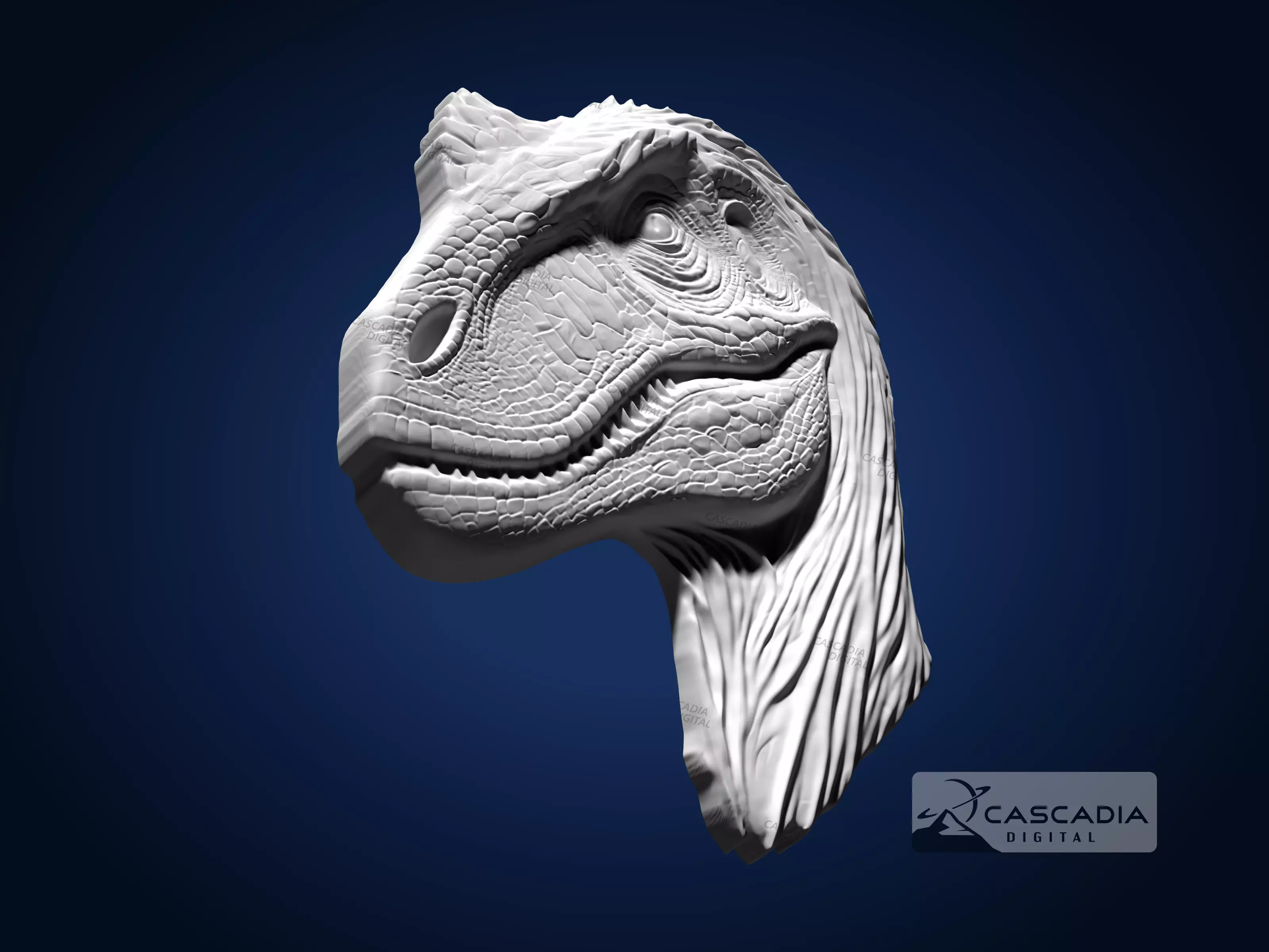 Raptor - CNC Router Carving Casting dinosaur dino 3D print model_3