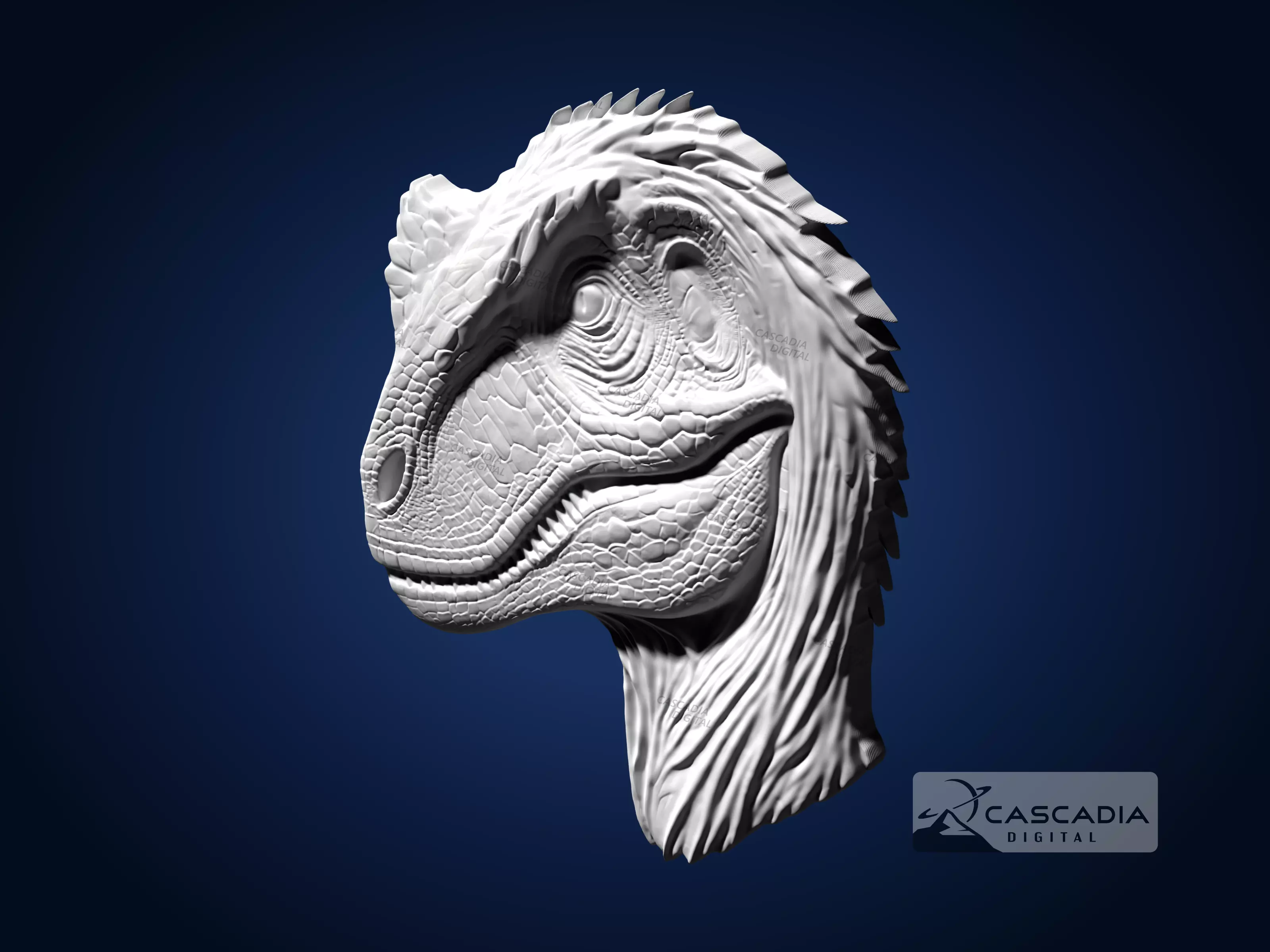 Raptor - CNC Router Carving Casting dinosaur dino 3D print model_4