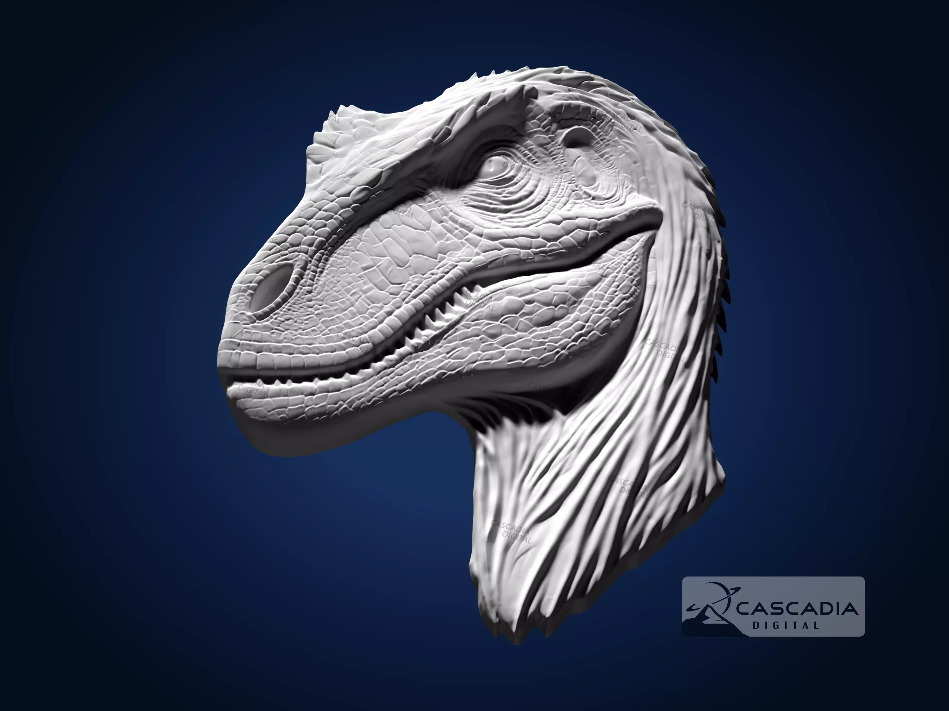 Raptor - CNC Router Carving Casting dinosaur dino 3D print model_2