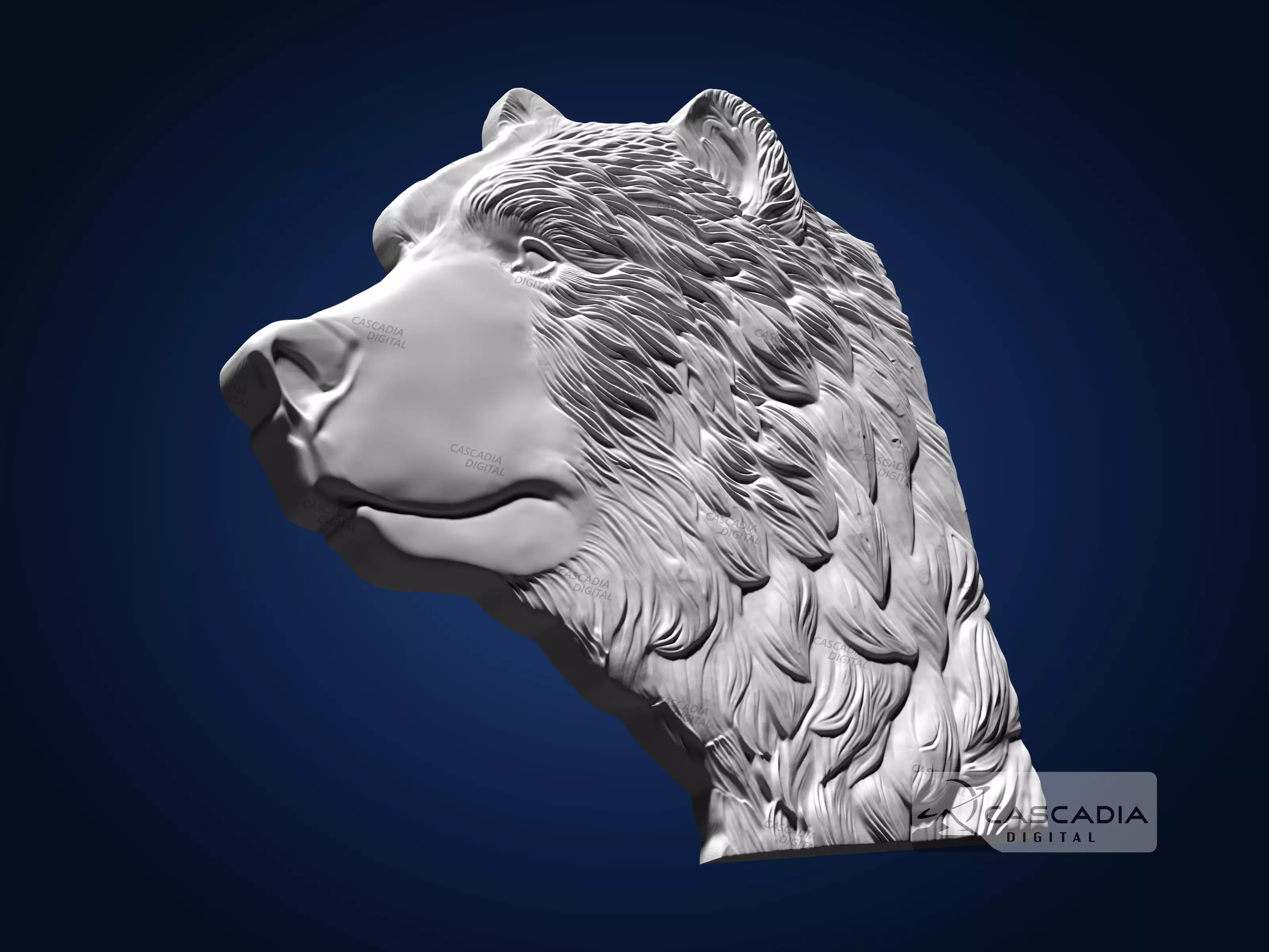 Bear Head - CNC Router Carving Casting animal wildlife 3D print model_3