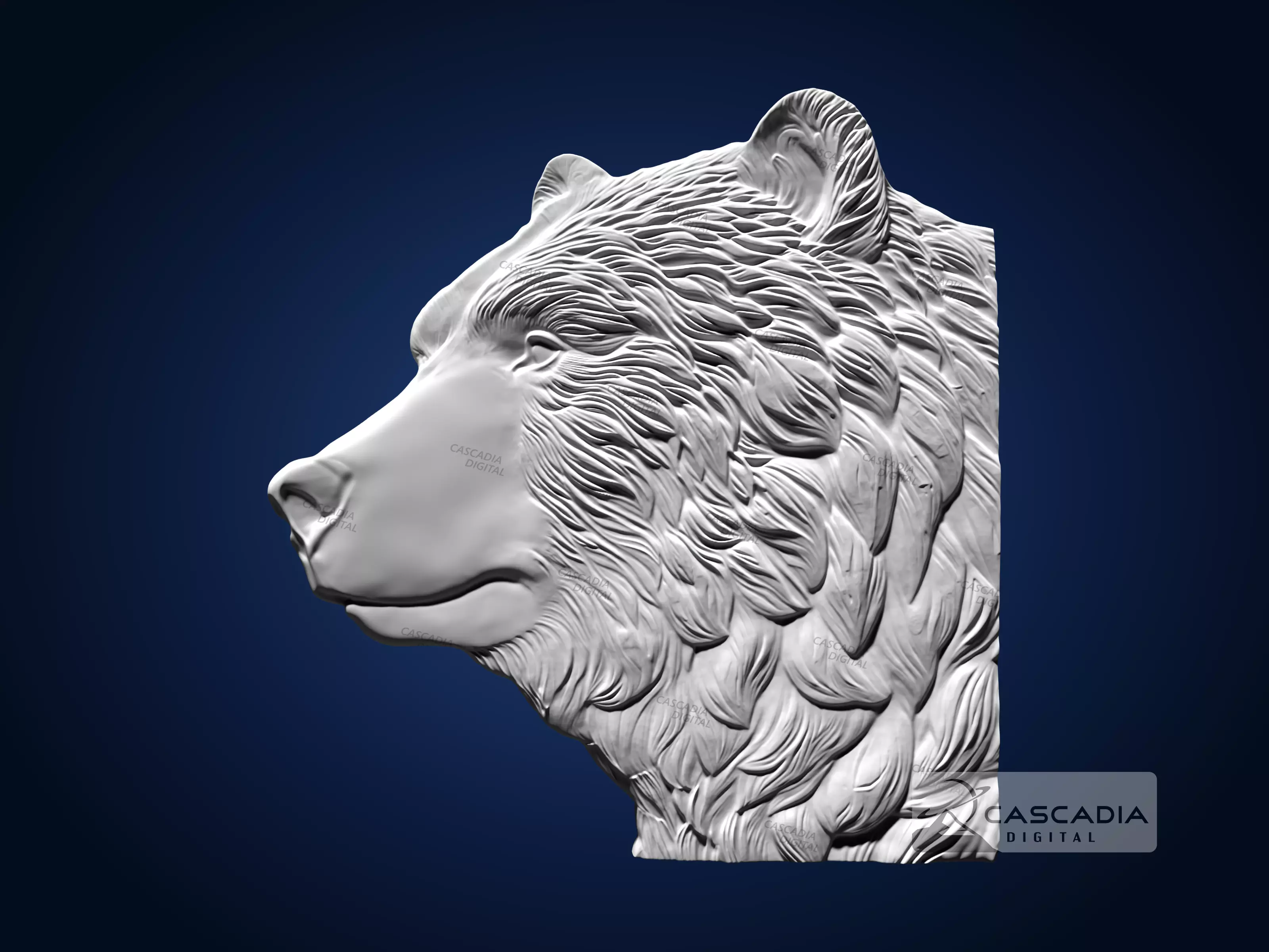 Bear Head - CNC Router Carving Casting animal wildlife 3D print model_1