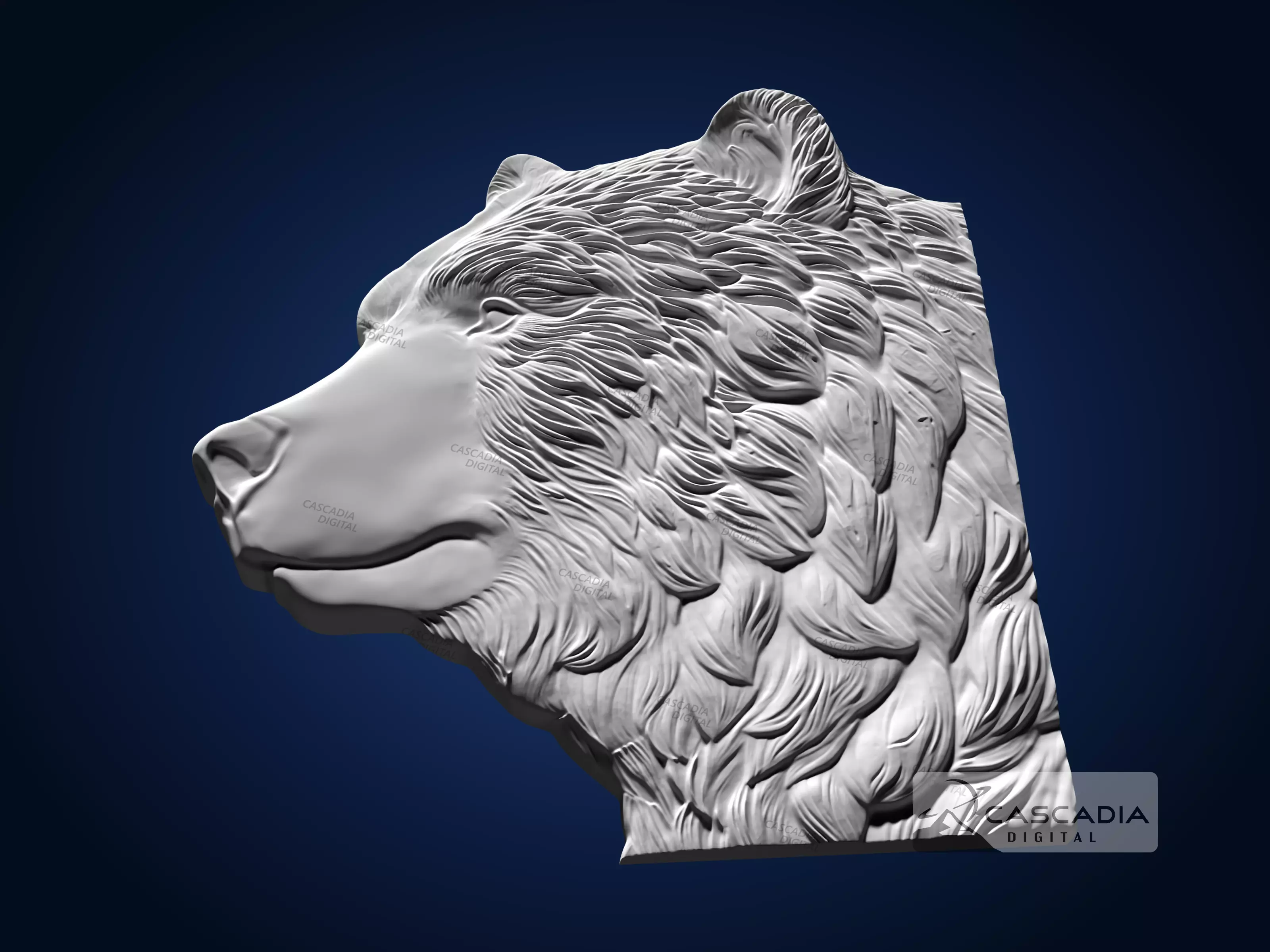Bear Head - CNC Router Carving Casting animal wildlife 3D print model_2