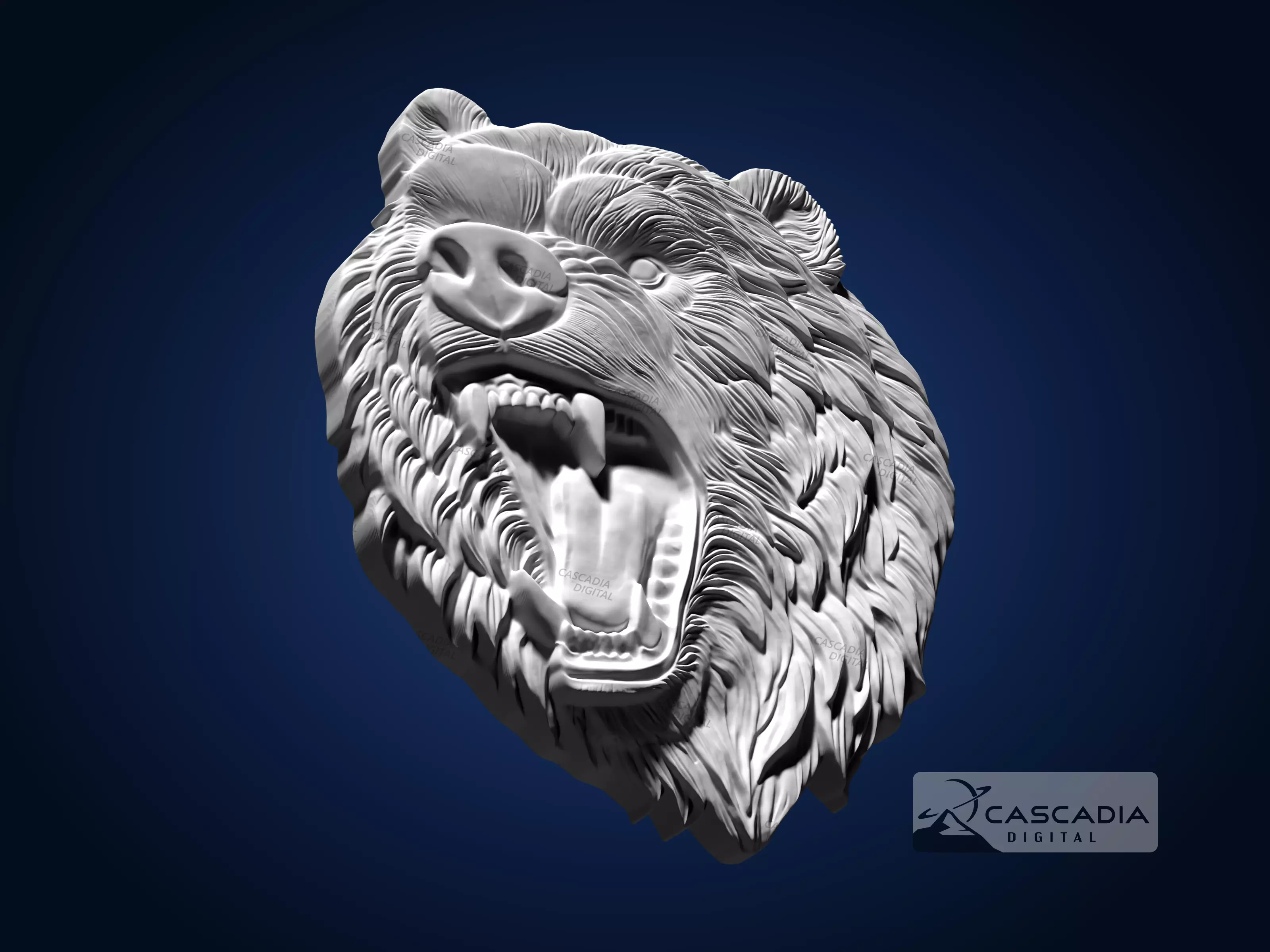 Bear Head - CNC Router Carving Casting animal wildlife 3D print model_3